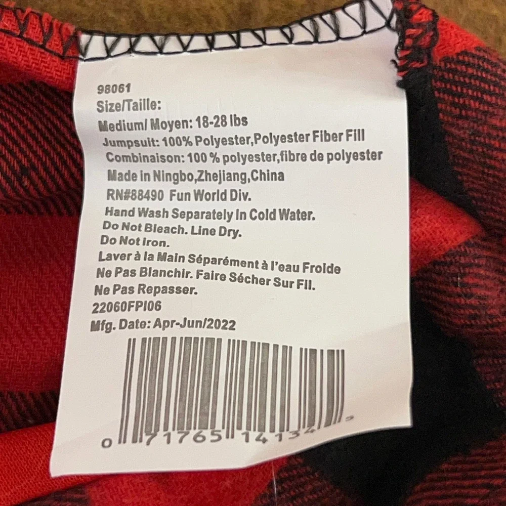 Paw Prints Dog Medium Red Were-Woof Werewolf Plaid Jumpsuit Pet Costume NWT